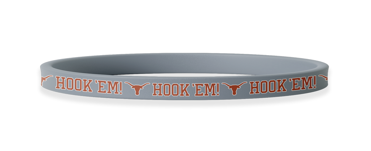 Texas Longhorns NCAA HOOK 'EM Grey Non-Slip Thin Headband