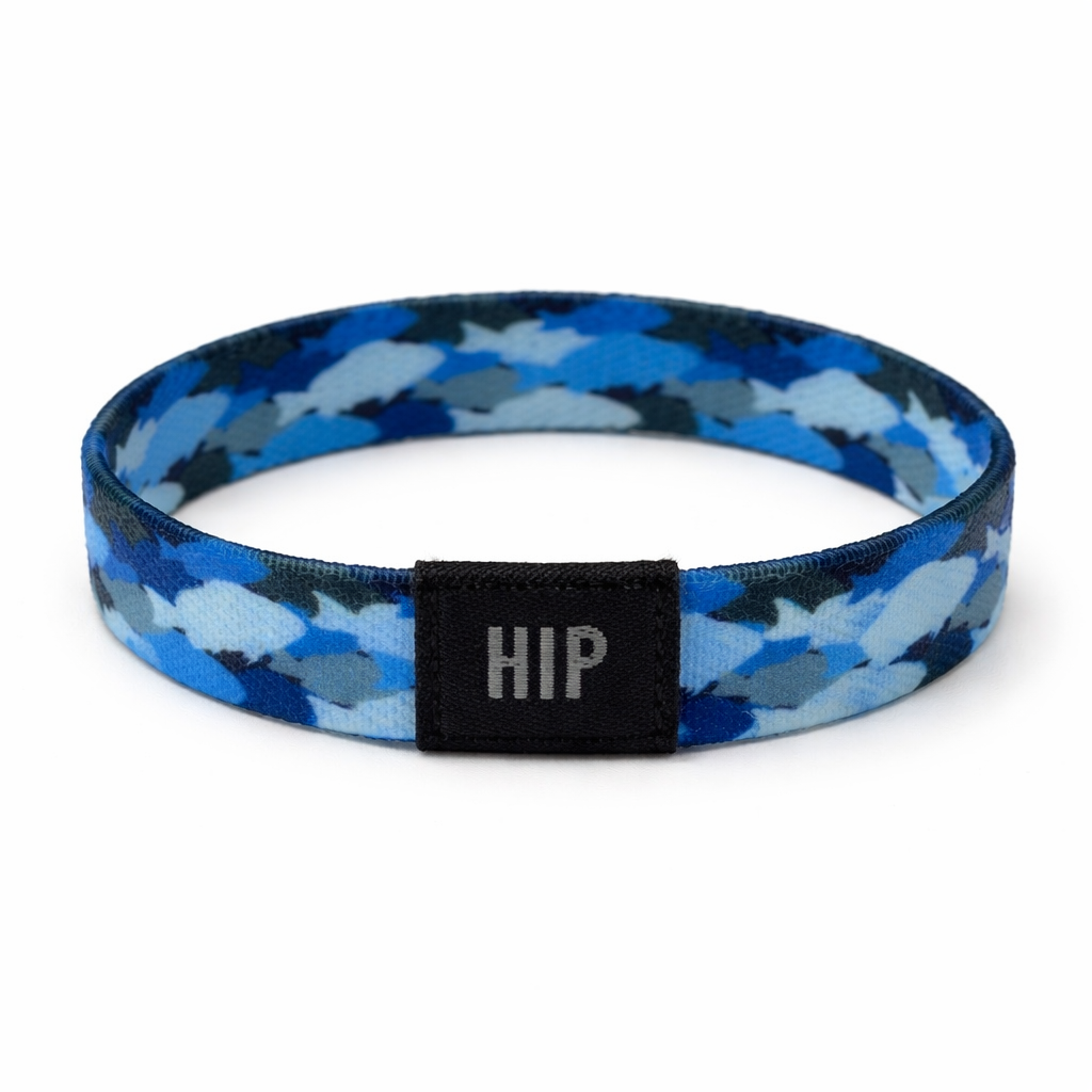 Blue Camo Fish Coastal Marine Life Bracelet Hair Tie