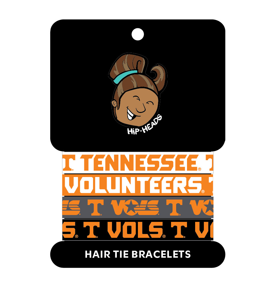Tennessee Volunteers NCAA Set 4-Pack Bracelet Hair Ties featuring fun designs and vibrant colors.
