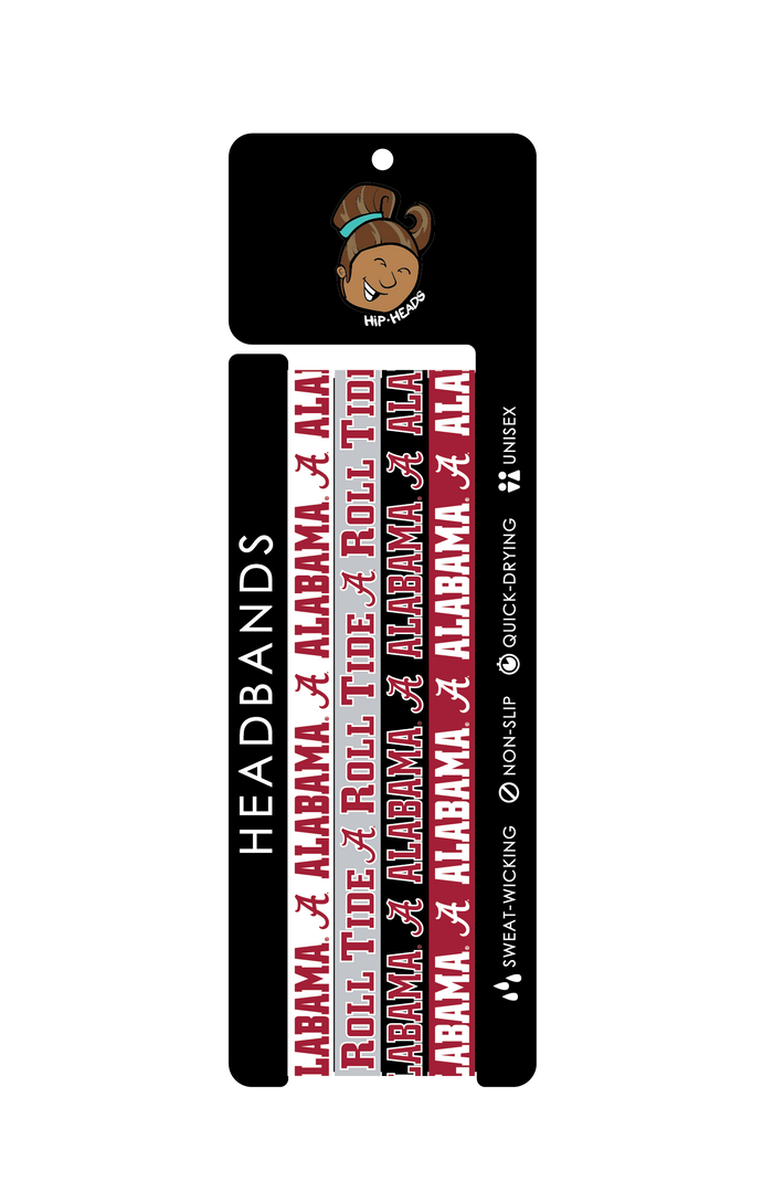 Alabama Crimson Tide NCCA 4-Pack Non-Slip Thin Headbands