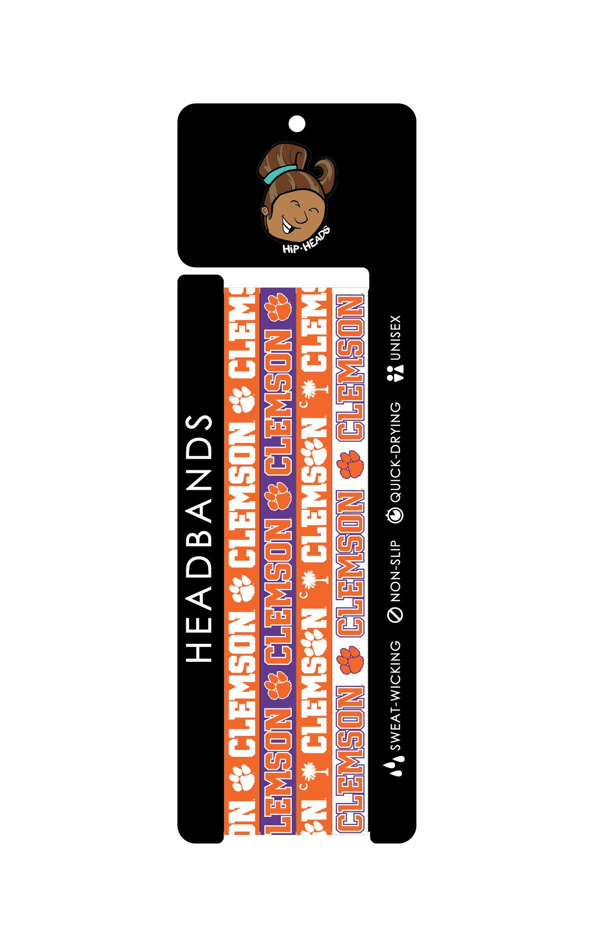 Clemson Tigers NCCA 4-Pack Non-Slip Thin Headbands