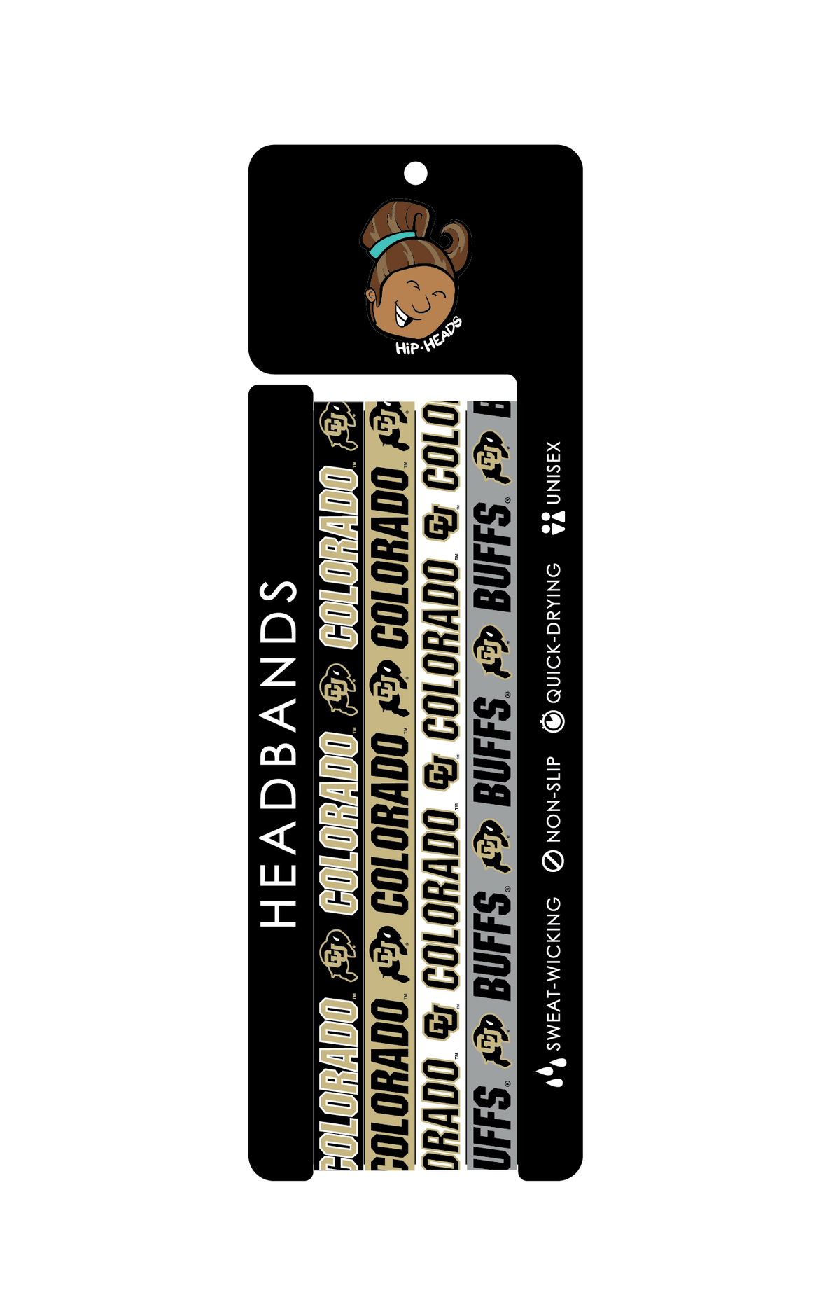 Colorado Buffaloes NCCA Set 4-Pack Non-Slip Thin Headbands