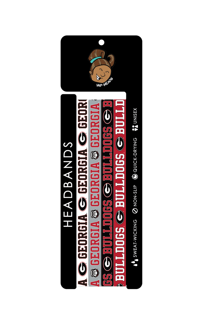 Georgia Bulldogs NCCA Set 4-Pack Non-Slip Thin Headbands