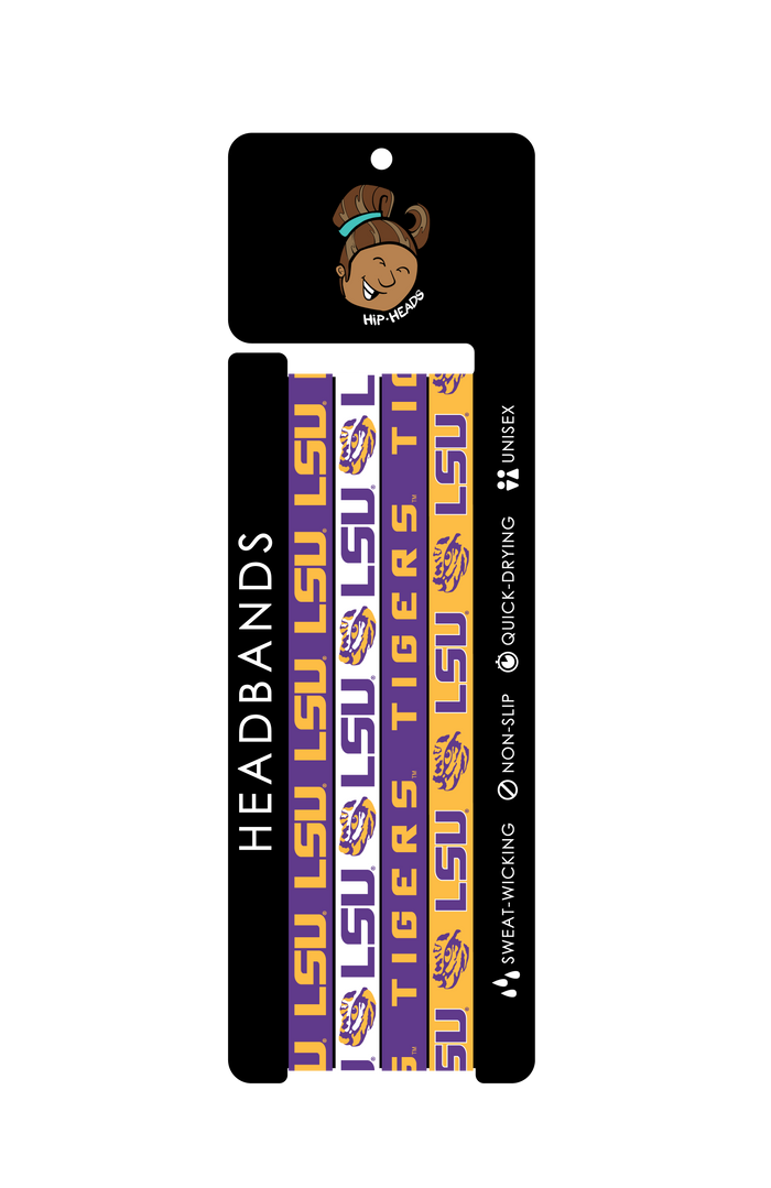 LSU Tigers NCCA 4-Pack Non-Slip Thin Headbands