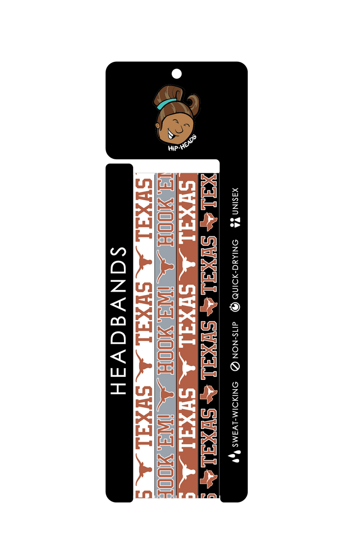 Texas Longhorns NCCA Set 4-Pack Non-Slip Thin Headbands