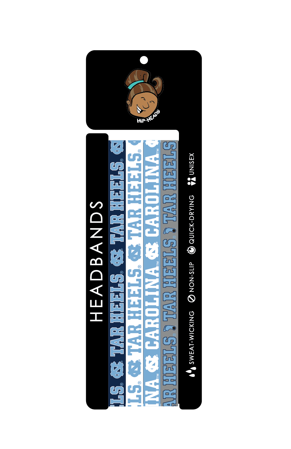 UNC Tar Heels NCAA Set 4-Pack Non-Slip Thin Headbands