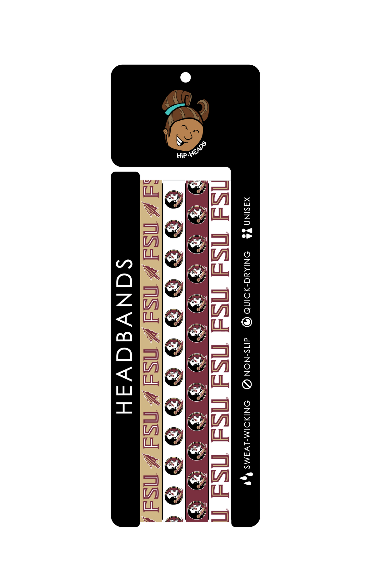 Florida State Seminoles NCAA 4-Pack Non-Slip Thin Headbands