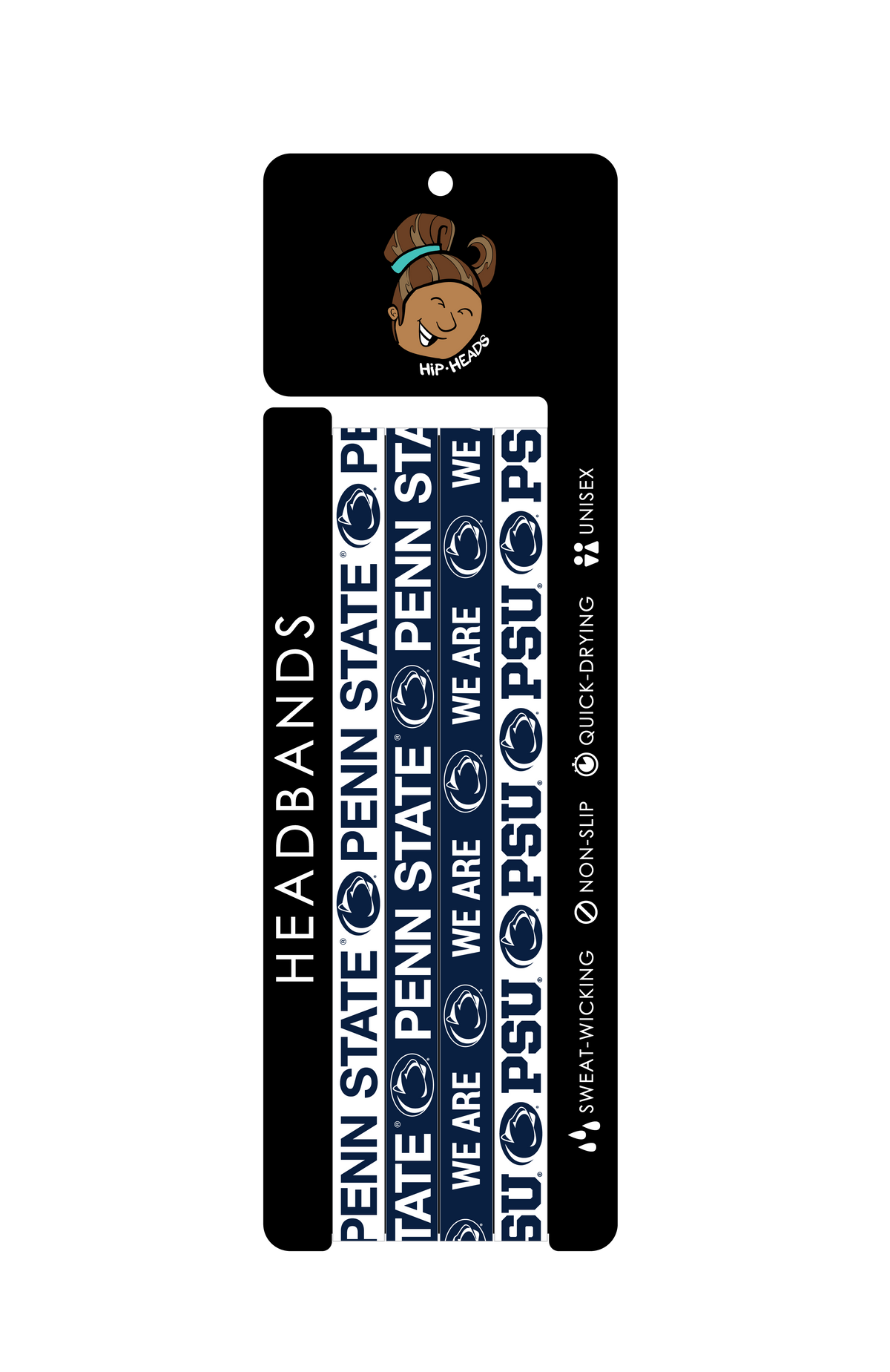 Penn State Nittany Lions NCAA 4-Pack Non-Slip Thin Headbands