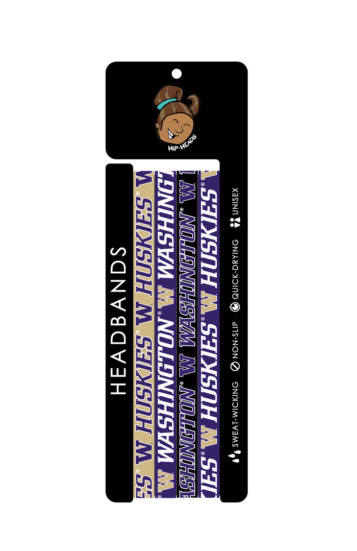 Washington Huskies NCCA Set 4-Pack Non-Slip Thin Headbands