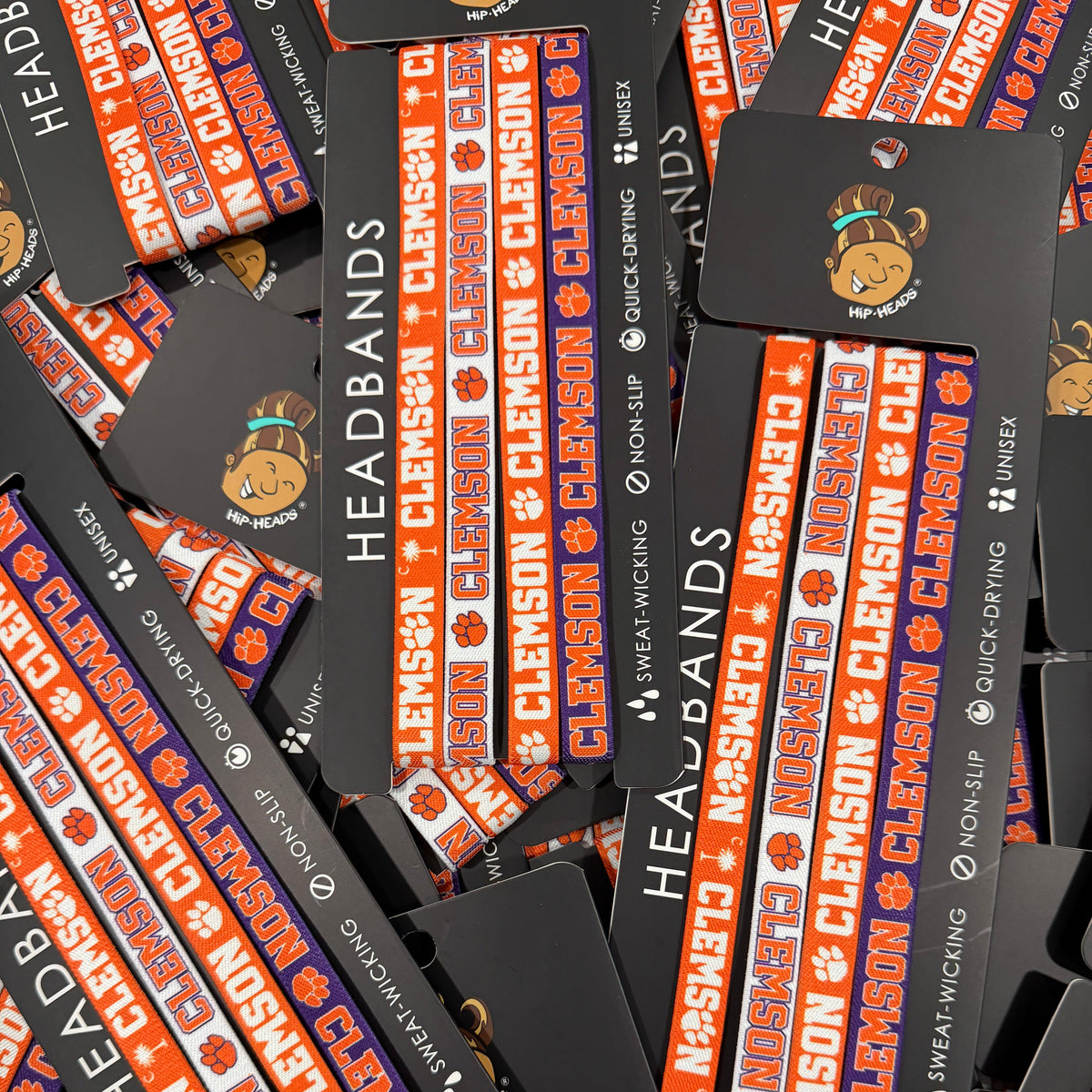 Clemson Tigers NCCA 4-Pack Non-Slip Thin Headbands