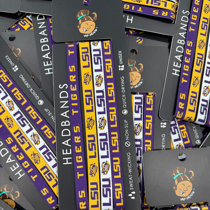 LSU Tigers NCCA 4-Pack Non-Slip Thin Headbands