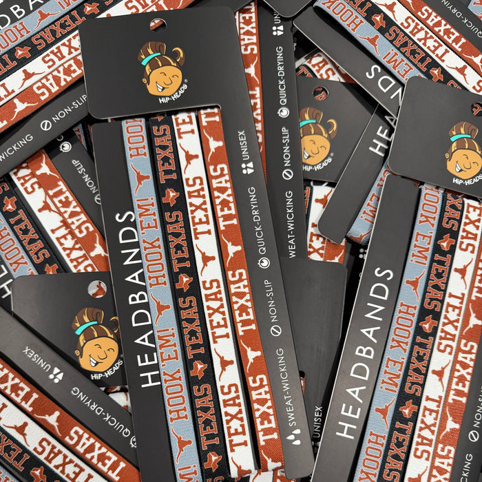 Texas Longhorns NCCA Set 4-Pack Non-Slip Thin Headbands