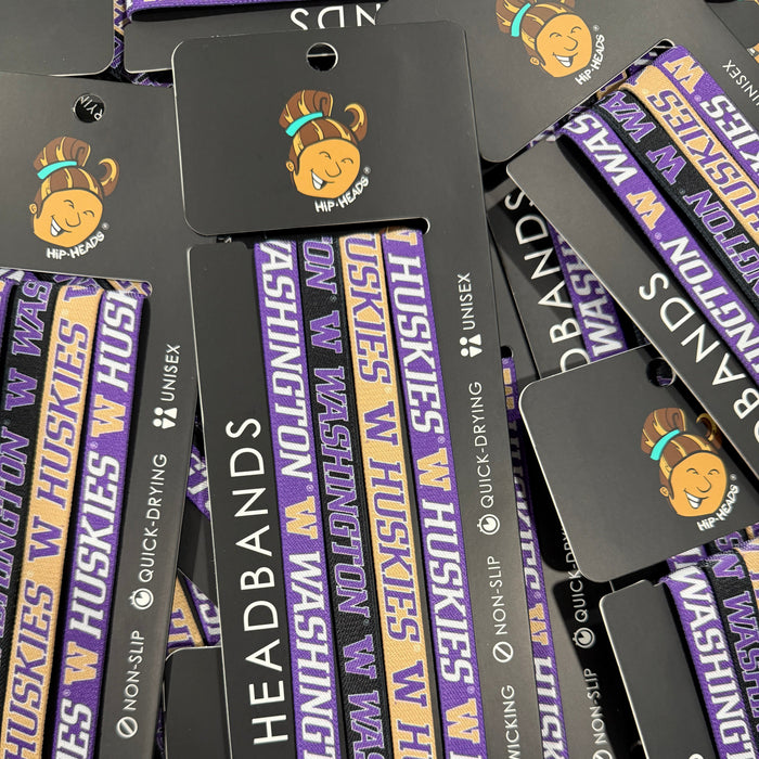 Washington Huskies NCCA Set 4-Pack Non-Slip Thin Headbands