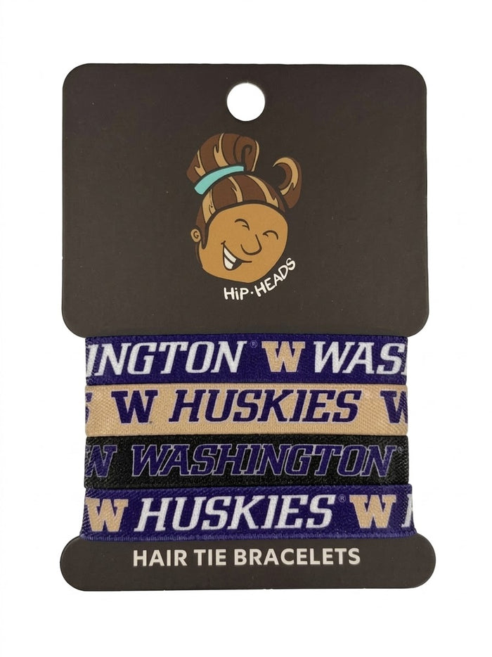 Washington Huskies NCAA Set 4-Pack Bracelet Hair Ties