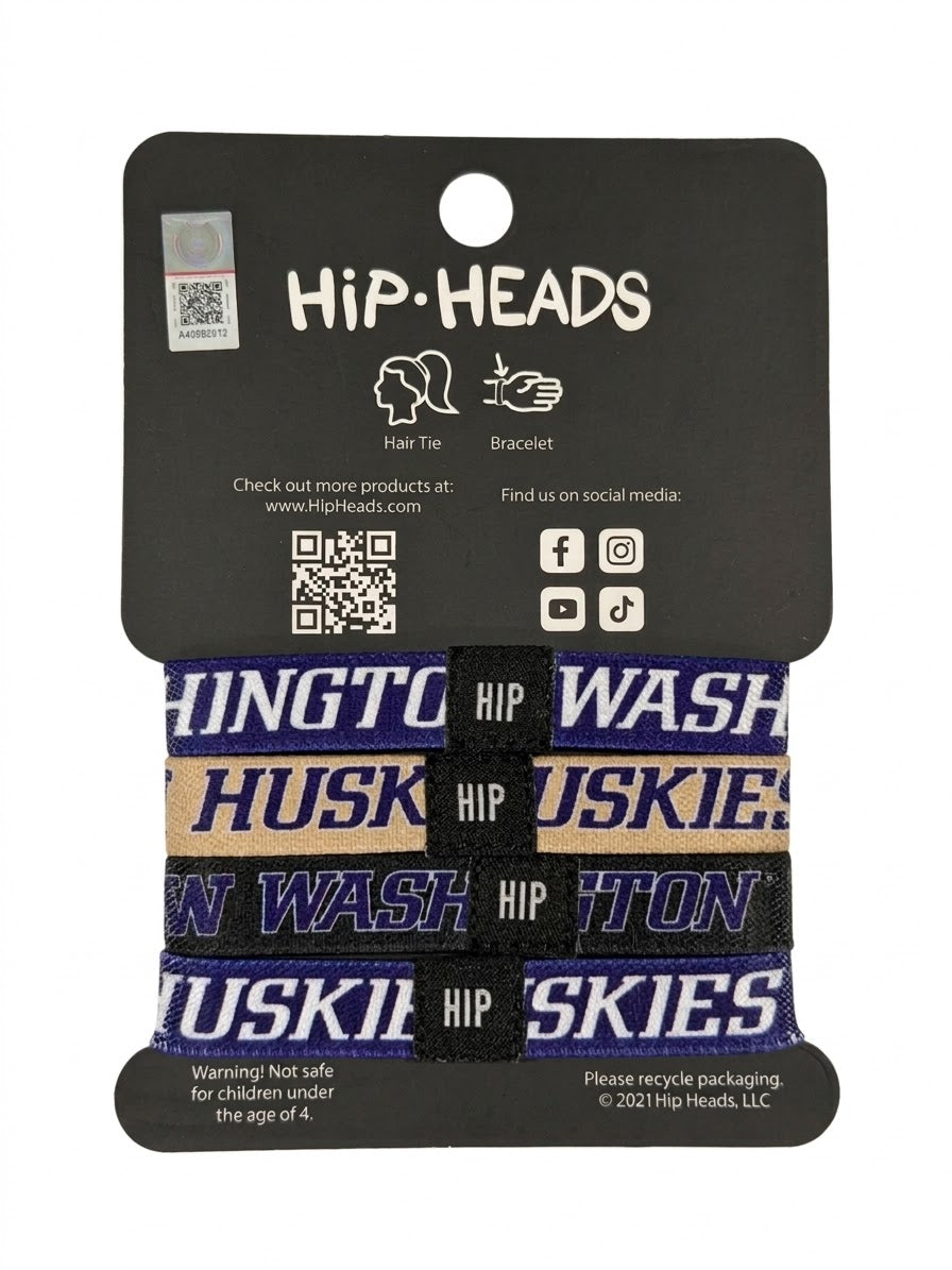 Washington Huskies NCAA Set 4-Pack Bracelet Hair Ties