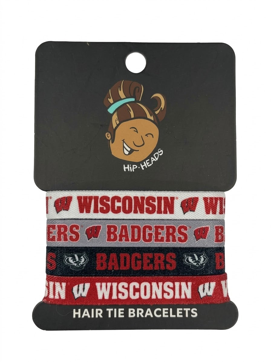 Wisconsin Badgers NCAA Set 4-Pack Bracelet Hair Ties