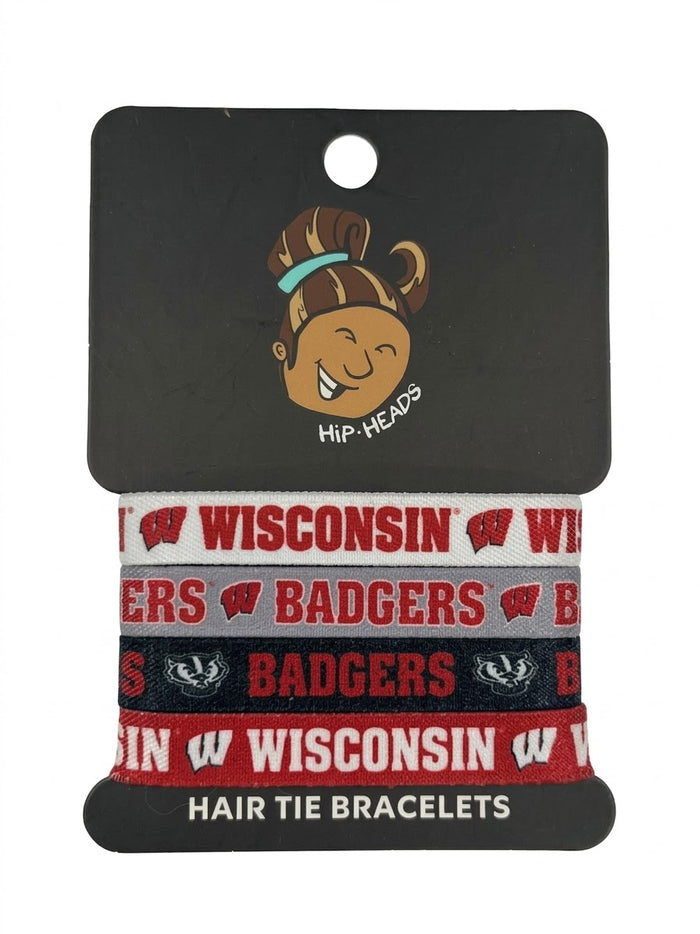 Wisconsin Badgers NCAA Set 4-Pack Bracelet Hair Ties