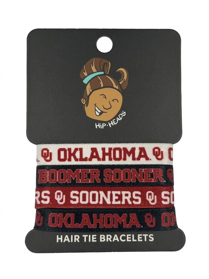 Oklahoma Sooners NCAA Set 4-Pack Bracelet Hair Ties