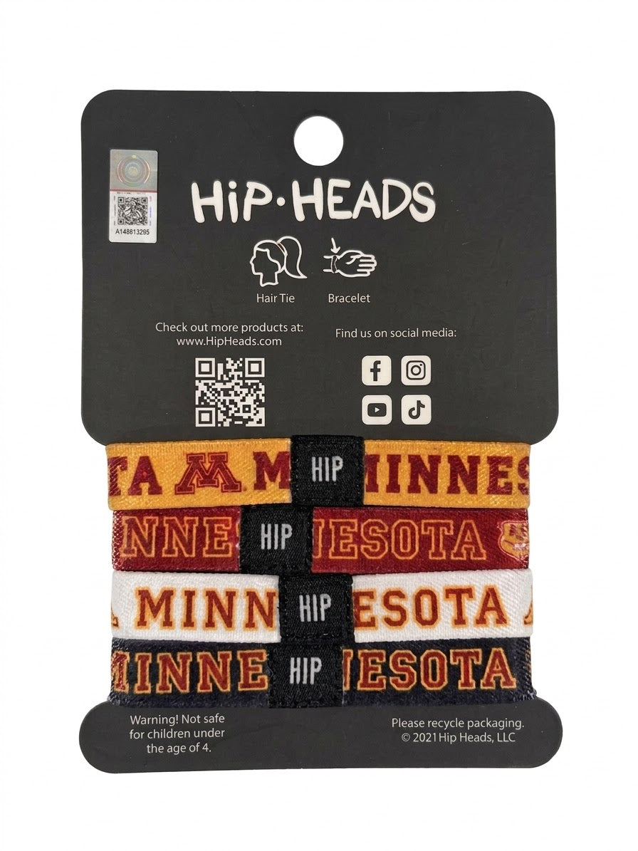 Minnesota Golden Gophers NCAA Set 4-Pack Bracelet Hair Ties