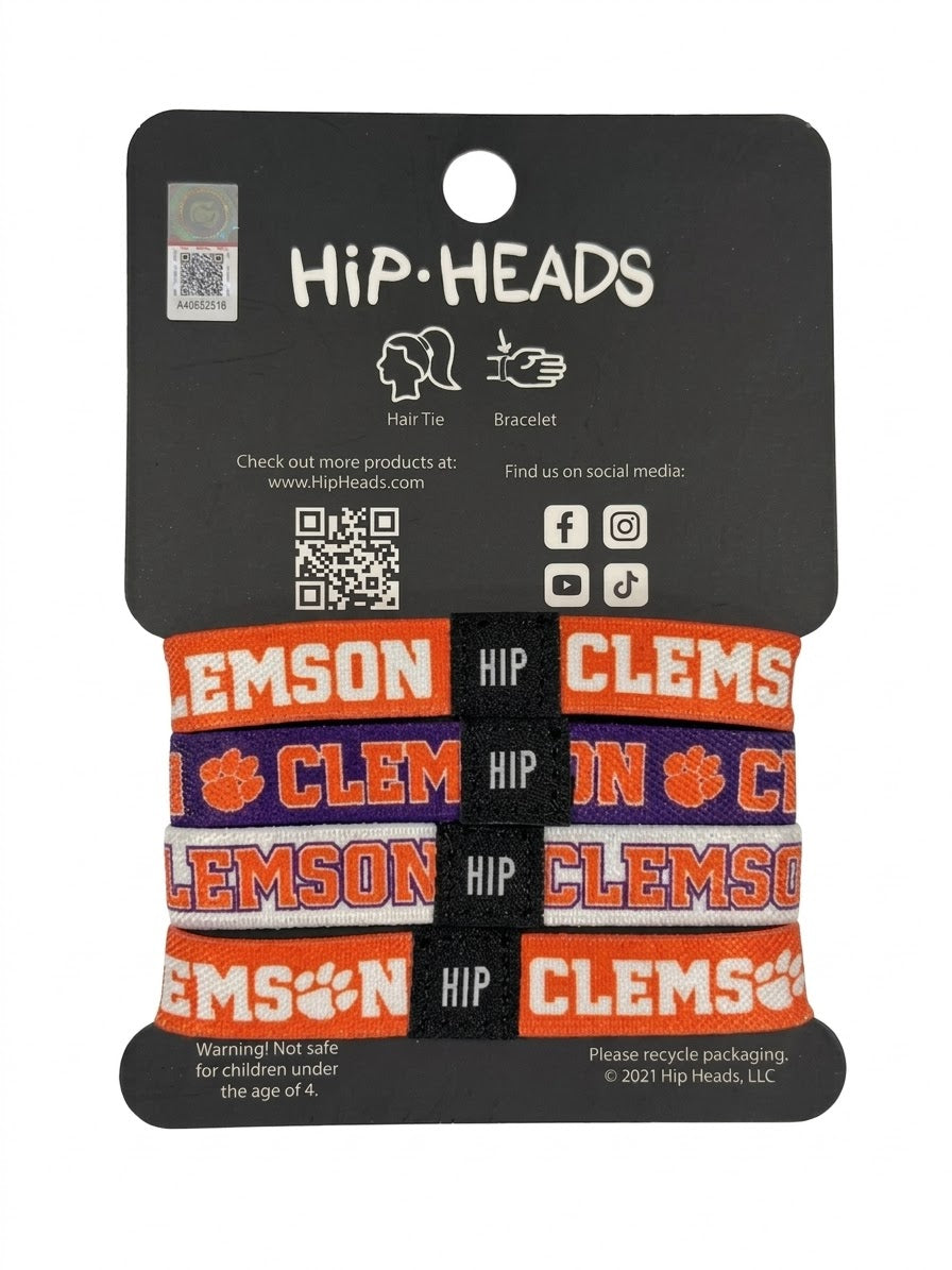 Clemson Tigers NCAA Set 4-Pack Bracelet Hair Ties