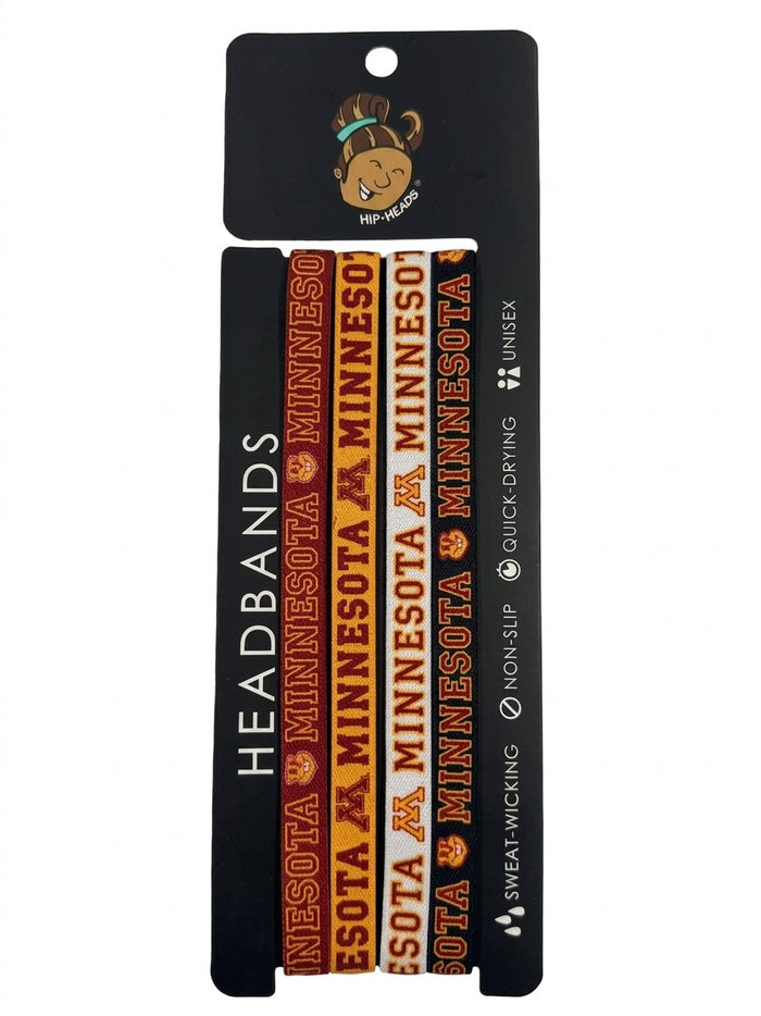 Minnesota Golden Gophers NCCA 4-Pack Non-Slip Thin Headbands