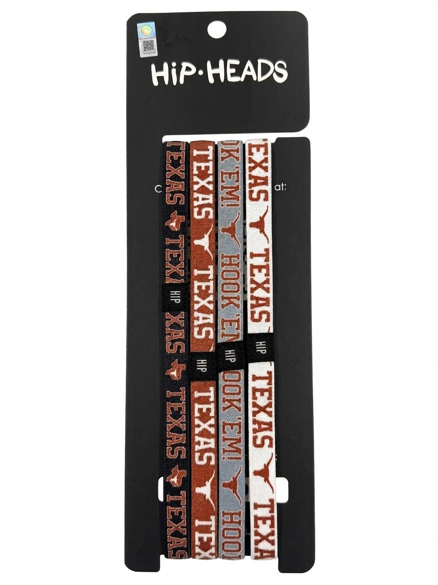 Texas Longhorns NCCA Set 4-Pack Non-Slip Thin Headbands