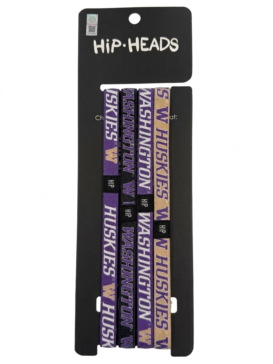 Washington Huskies NCCA Set 4-Pack Non-Slip Thin Headbands