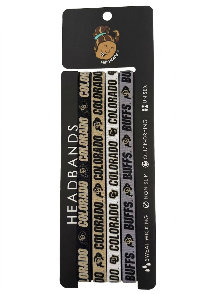 Colorado Buffaloes NCCA Set 4-Pack Non-Slip Thin Headbands