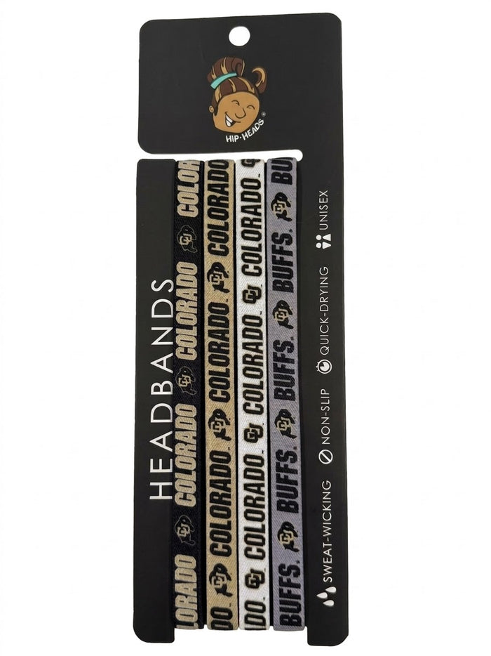 Colorado Buffaloes NCCA Set 4-Pack Non-Slip Thin Headbands