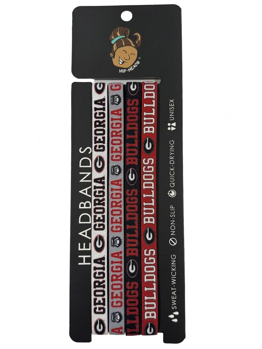Georgia Bulldogs NCCA Set 4-Pack Non-Slip Thin Headbands