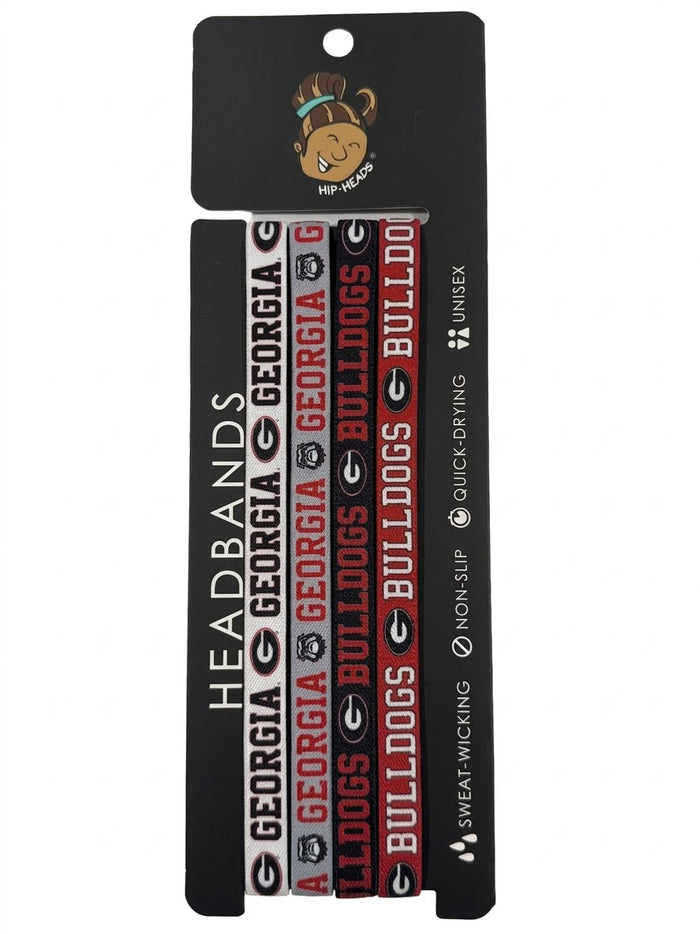 Georgia Bulldogs NCCA Set 4-Pack Non-Slip Thin Headbands