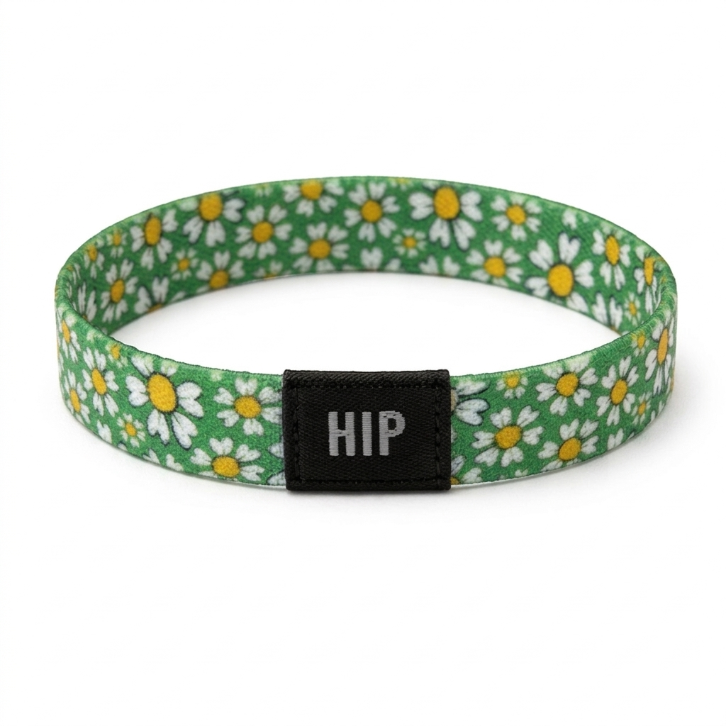 Green Daisy Flowers Floral Bracelet Hair Tie