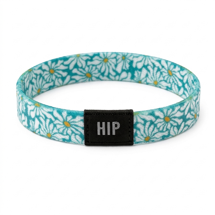 Aqua Blue Daisy Floral Print Bracelet | Hair Tie | No-Crease | Flower Lovin’