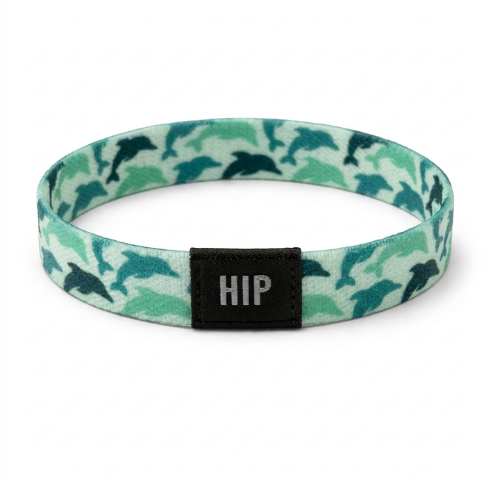 Green Dolphins Coastal Marine Bracelet | Hair Tie | No-Crease | Deep Ocean