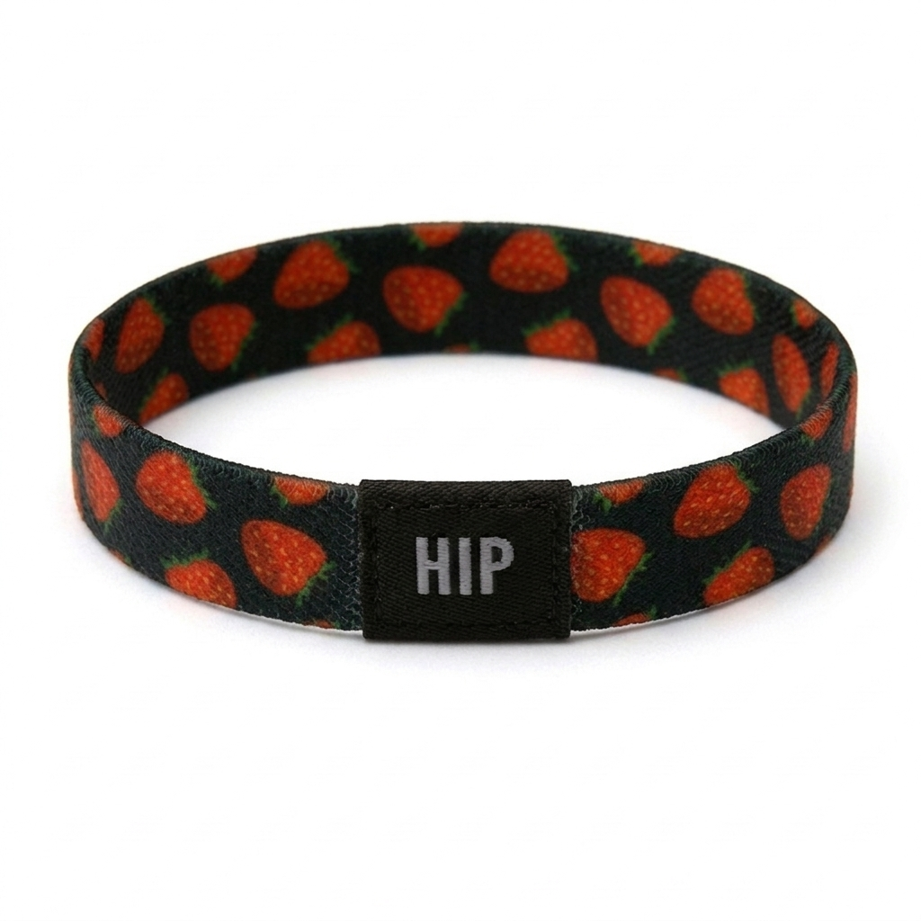 Black & Red Strawberries Fruit Bracelet Hair Tie