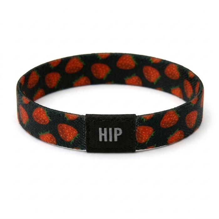 Black & Red Strawberries Fruit Bracelet | Hair Tie | No-Crease | Feelin' Fruity