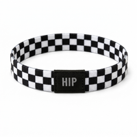 Black Retro Checker Print Bracelet Hair Tie