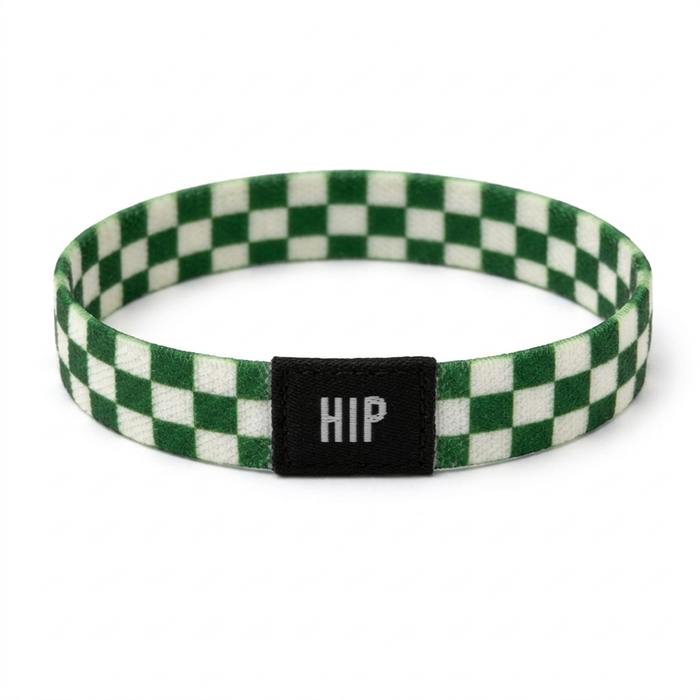 Olive Green Checker Pattern Bracelet | Hair Tie | No-Crease | Check Me Out