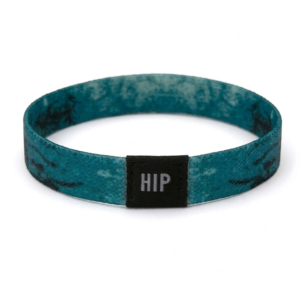 Teal Acid Wash Print Bracelet Hair Tie
