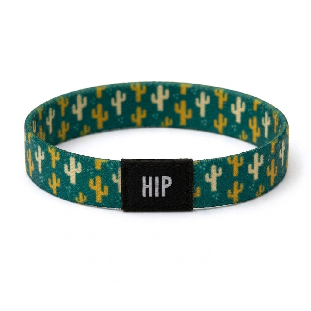 Green Saguaro Cactus Desert Print Bracelet Hair Tie