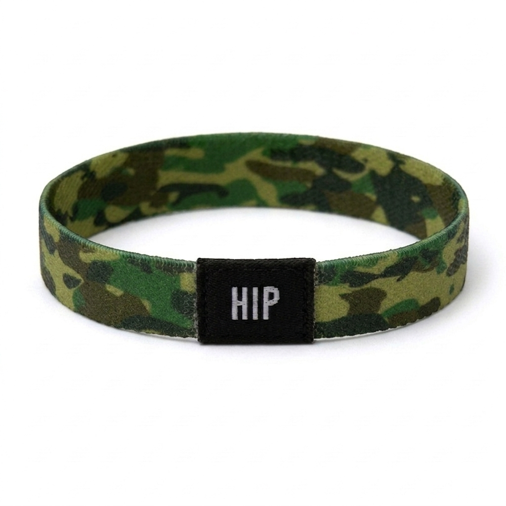 Green Army Camo Print Bracelet Hair Tie