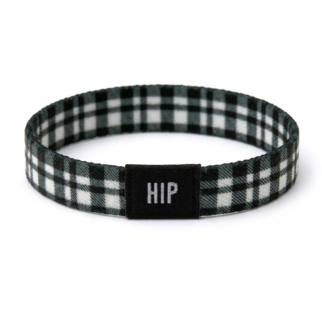 Black & White Plaid Flannel Hair Tie Bracelet