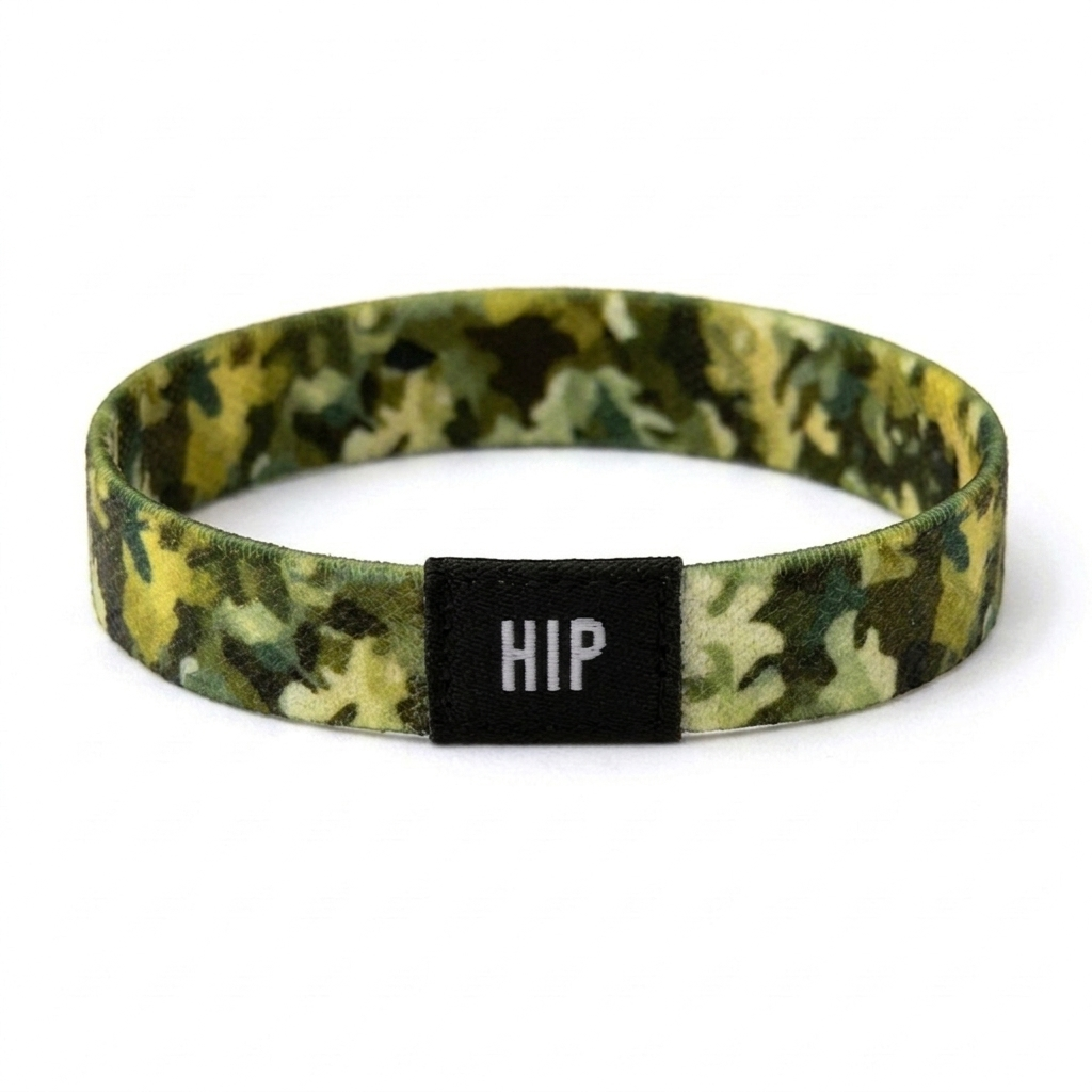 Green Mossy Woodland Camo Print Bracelet Hair Tie