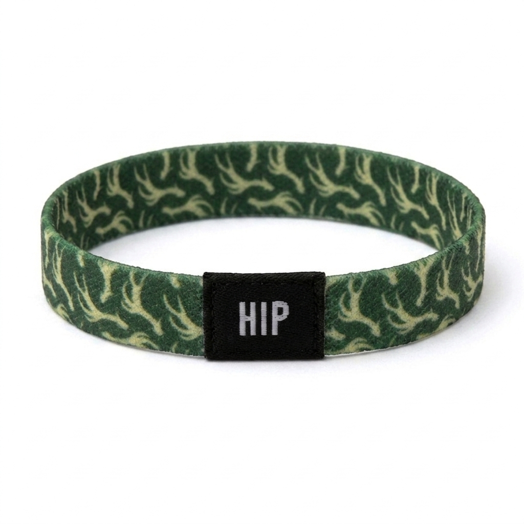 Green Hunting Antler Print Bracelet Hair Tie