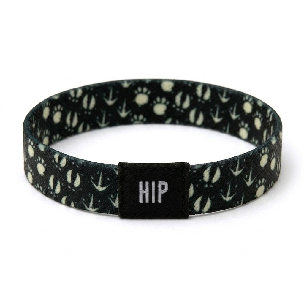 Black Animal Tracks Print Bracelet Hair Tie
