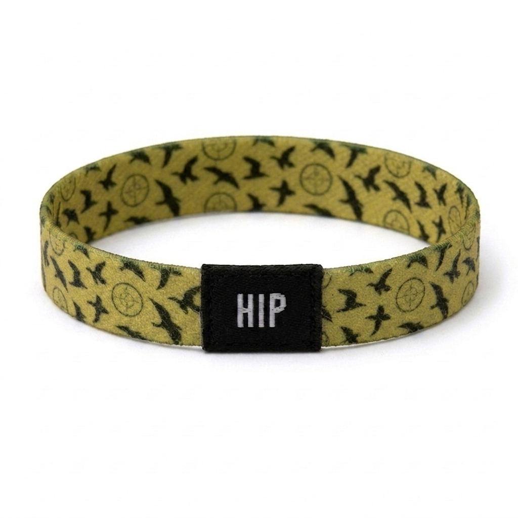 Tan Waterfowl Bird Print Bracelet Hair Tie