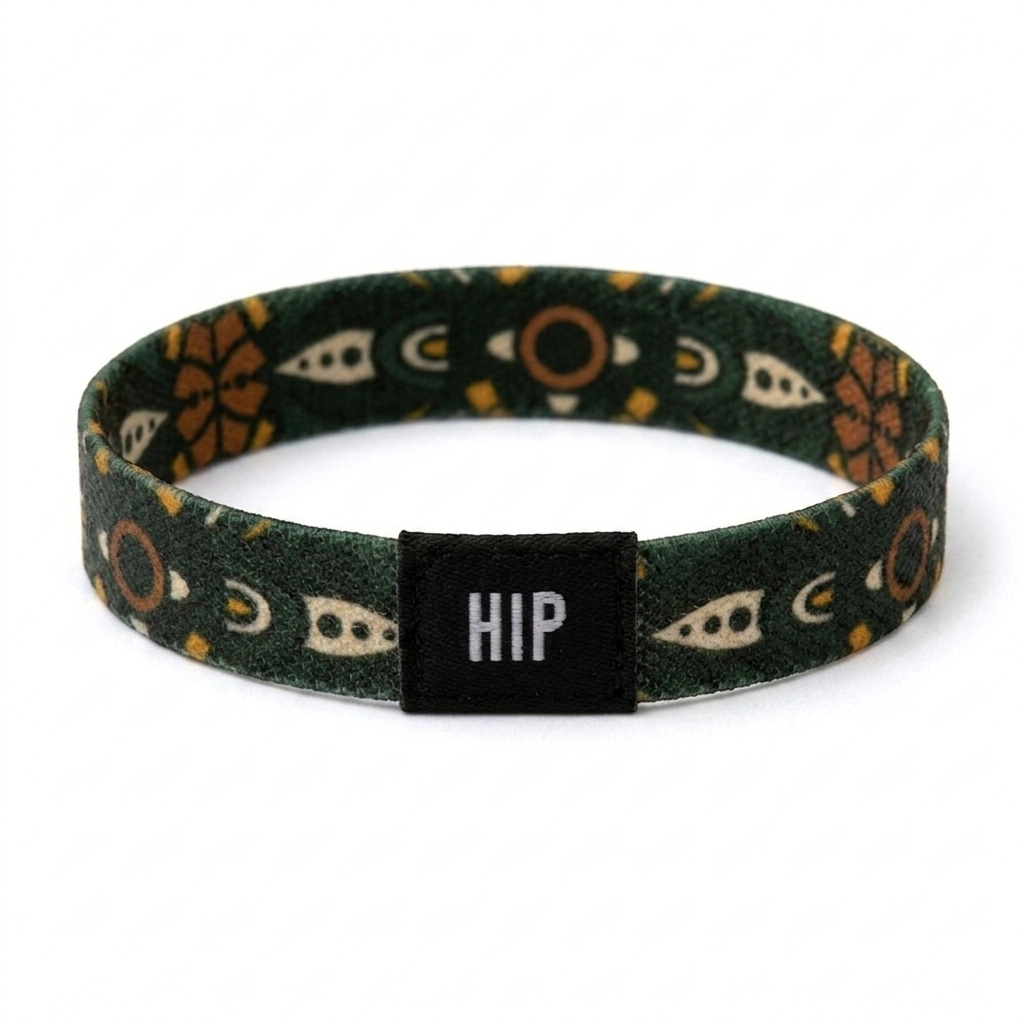 Evergreen Tribal Geometric Hair Tie Bracelet