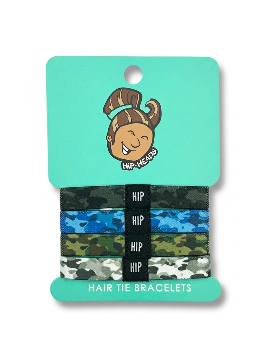 Camo Print Set 4-Pack Bracelet Hair Ties